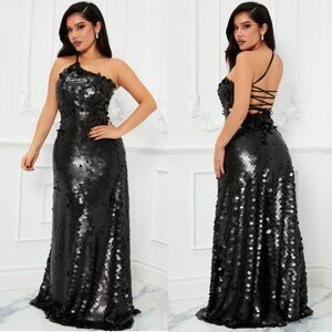 NWT Nova Luxe Vivi Sequin Drop Dead Gorgeous Gown Black Show Stopper! 1X